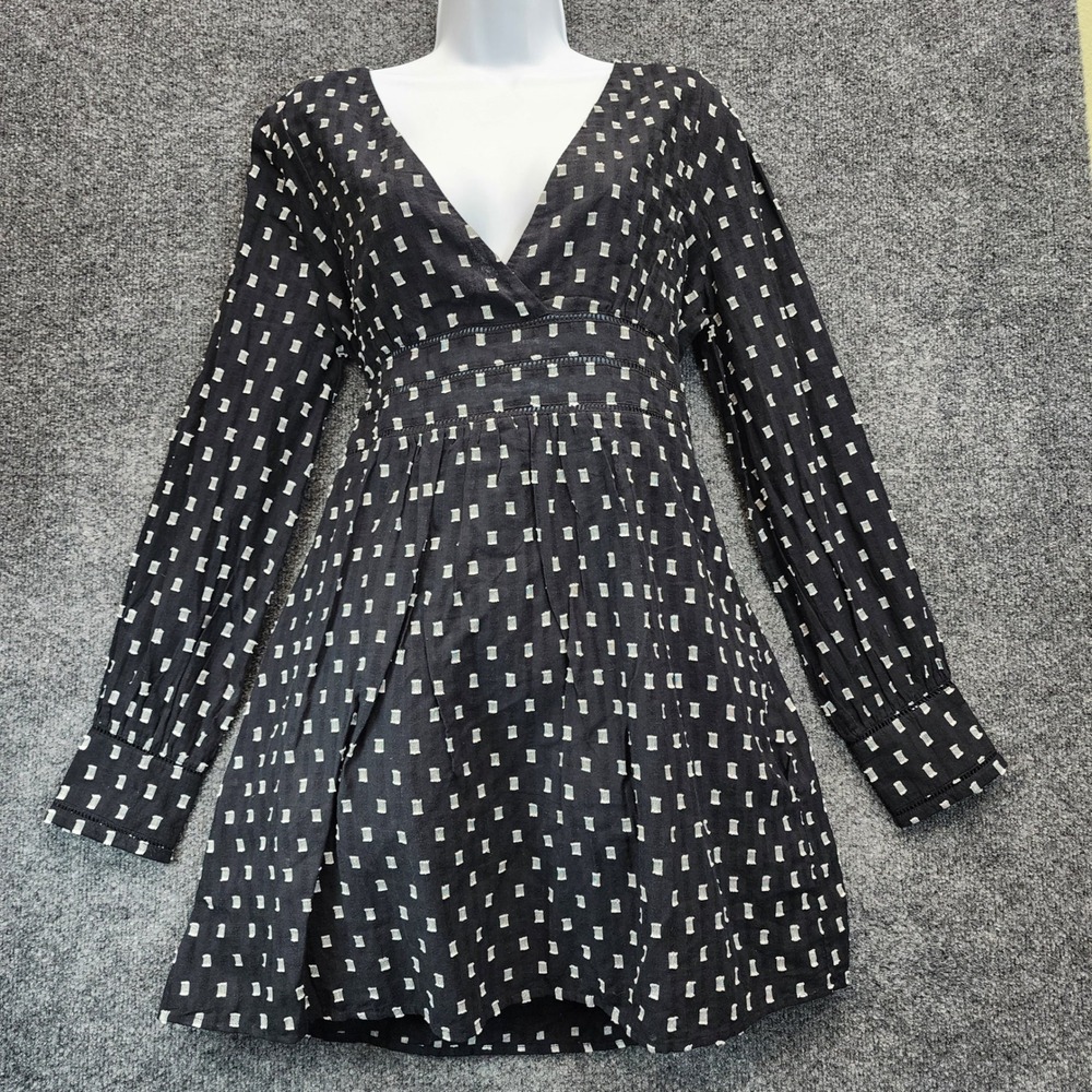 NWT Zara Trafaluc Cotton Swiss Dot Boho Cottagecore‎ Babydoll Tunic Dress Size L
